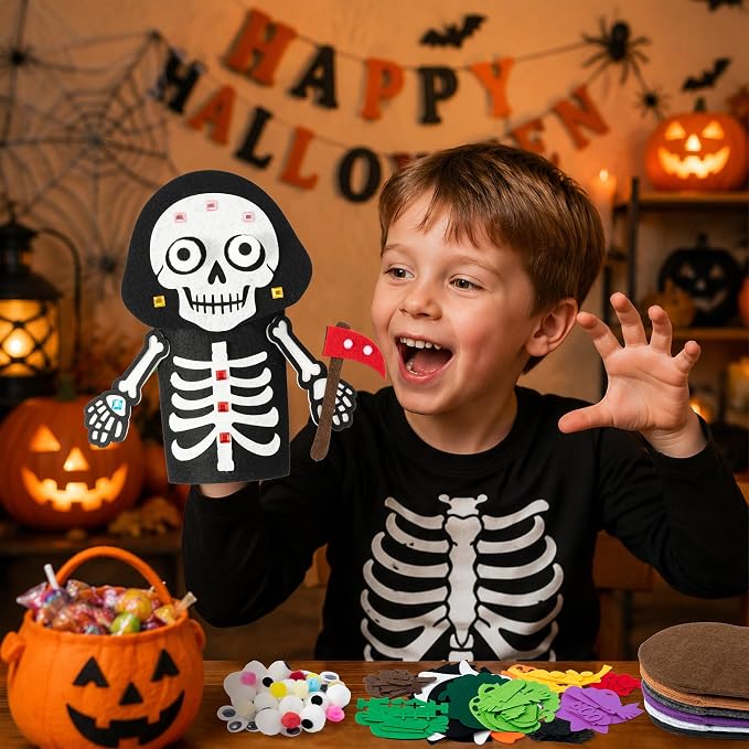 WATINC 6Pcs Halloween Hand Puppet Making Kit, Felt Sock Puppet Toys | Art Craft - Image 6