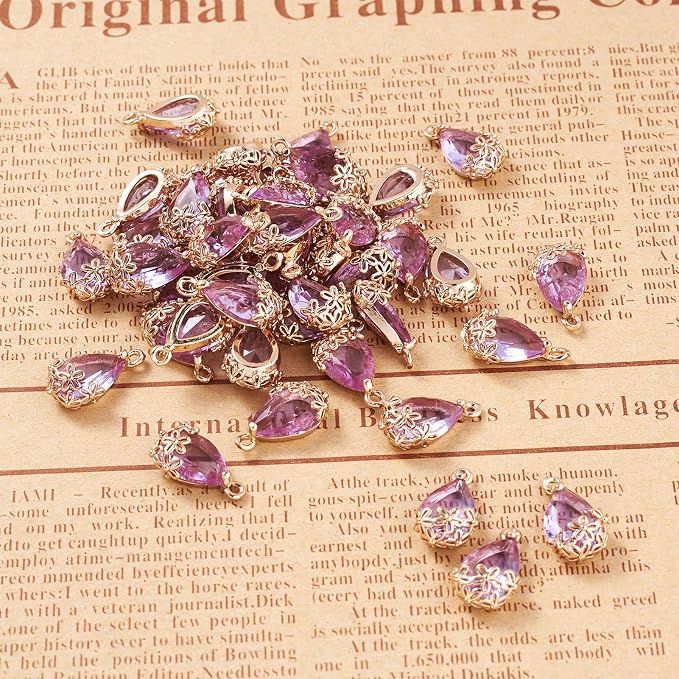 FASHEWELRY 50Pcs Faceted Transparent Glass Teardrop Pendants Crystal Glass - Image 4