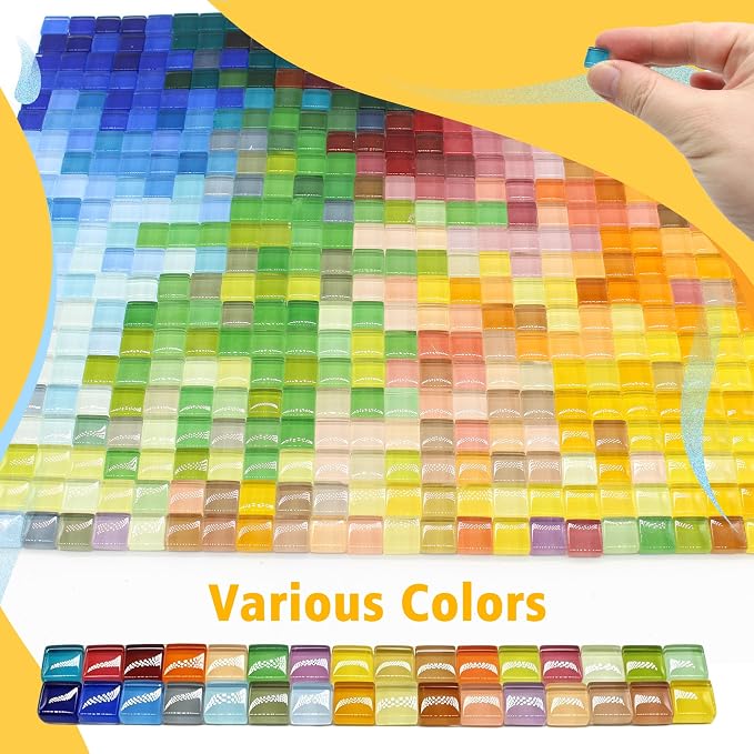 500Pcs Mixed Colors Glass Mosaic Tiles 10mm Transparent Crystal Glass Tiles - Image 4