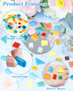 FIVEIZERO 300Pcs Mosaic Tiles for Crafts Bulk - 420g Glass Mosaic Kits - Image 3
