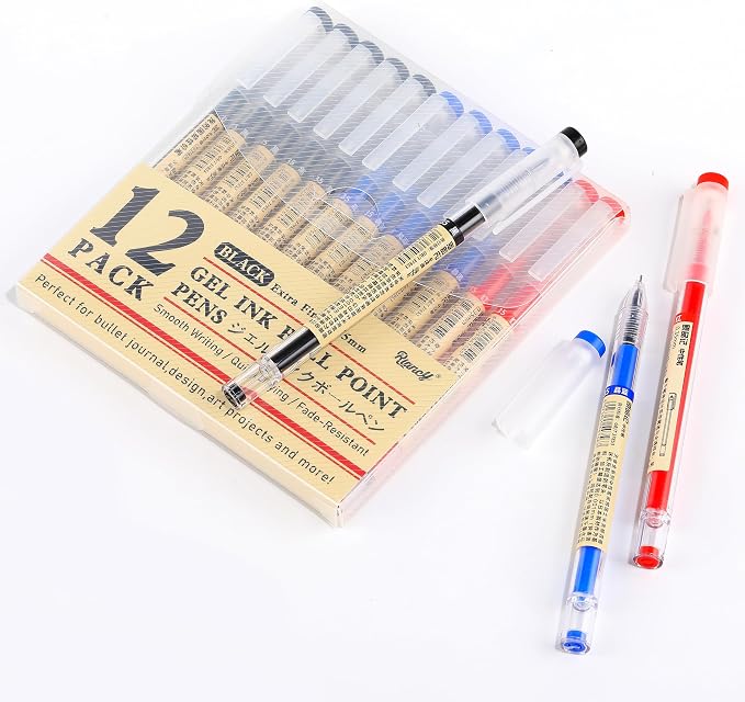 Japanese Style Black Blue & Red Gel Ink Pens, 0.35mm Extra Fine Point, No - Image 8