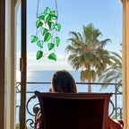 Green Faux Plants Stained Glass Window Hanging Suncatcher, Artificial Plants - Image 4