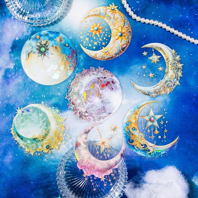 Yoksas 36Pcs Large Holographic Fantasy Moon Stickers - Image 2