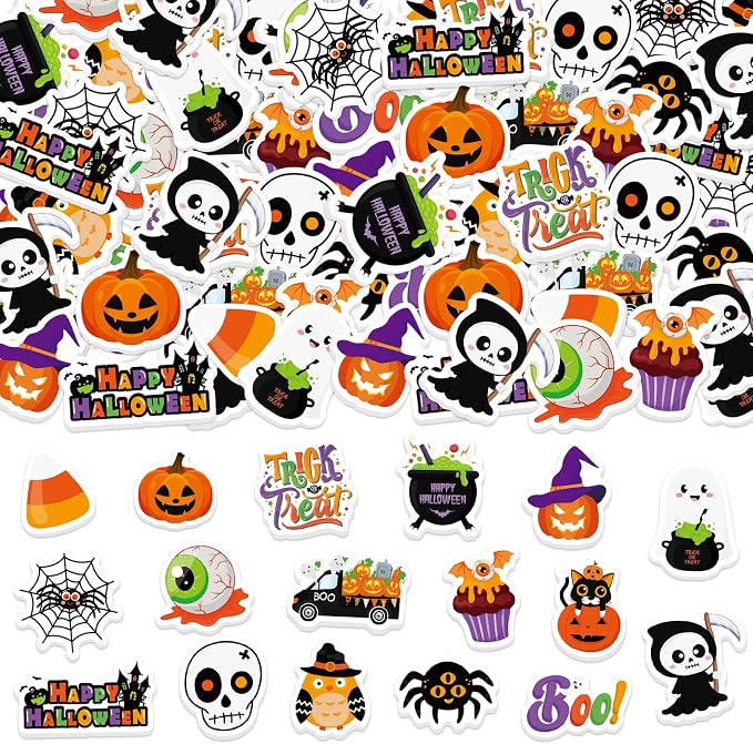 300Pcs Halloween Foam Stickers, Self-Adhesive Ghost Pumpkin Spider Stickers by Bonieset