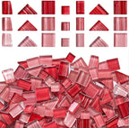 LITMIND 1.1LB Pink Mix Striped Crystal Glass Mosaic Tiles – Assorted Shapes in by LITMIND