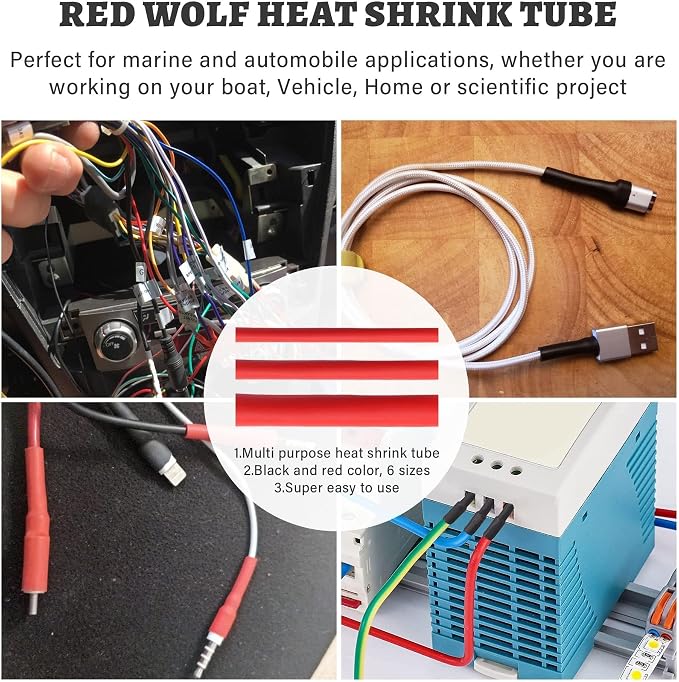RED WOLF Waterproof Red and Black Heat Shrink Tubing Kit 270PCS, 3:1 Shrinkage - Image 6