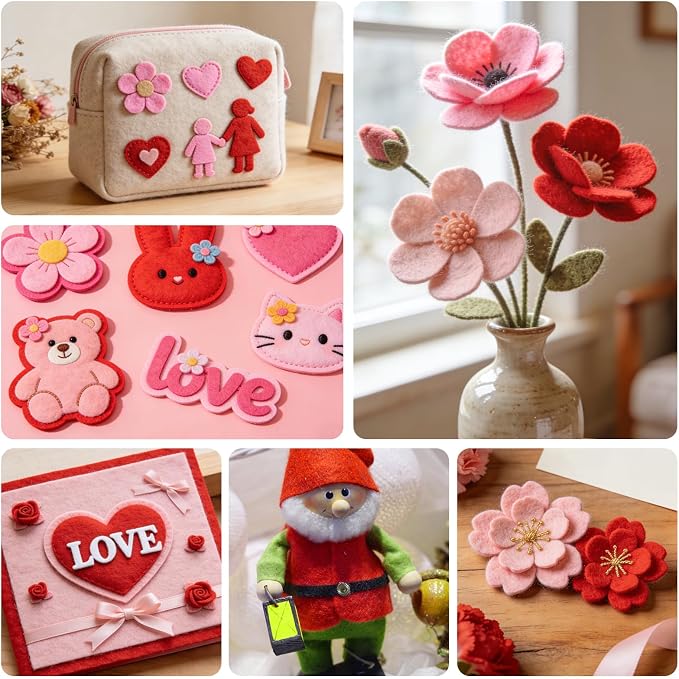 Catephe 24 Pcs Red Felt Fabric Sheets, 8 Inch X 12 Inch 1mm Craft Felt - Image 4