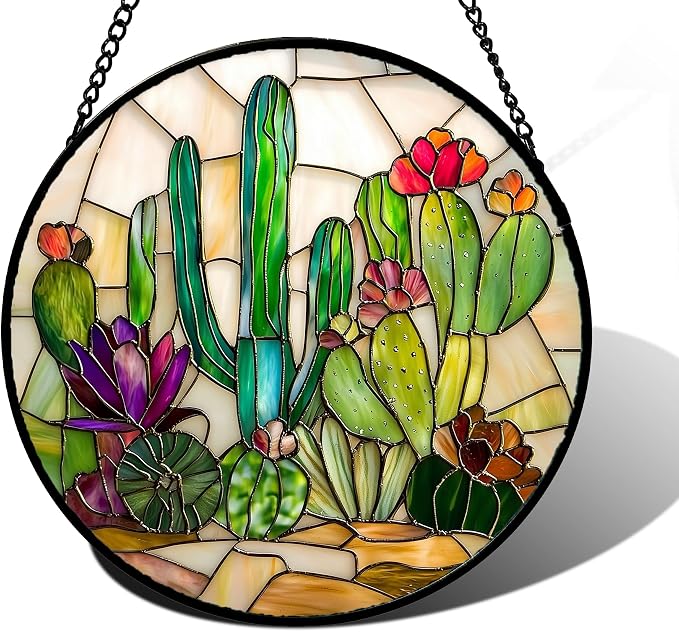 DASTOLL Stained Glass Window Hanging, and Mom 11.8x11.8 in by DASTOLL
