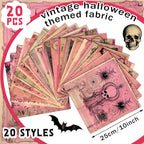 HunnmingRe 20 Pcs 10''x10'' Pink Halloween Quilting Fabric Square Vintage - Image 2