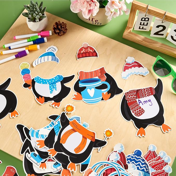 60pcs Winter Theme DIY Cutouts Penguin Bulletin Board Decoration Set Christmas - Image 4