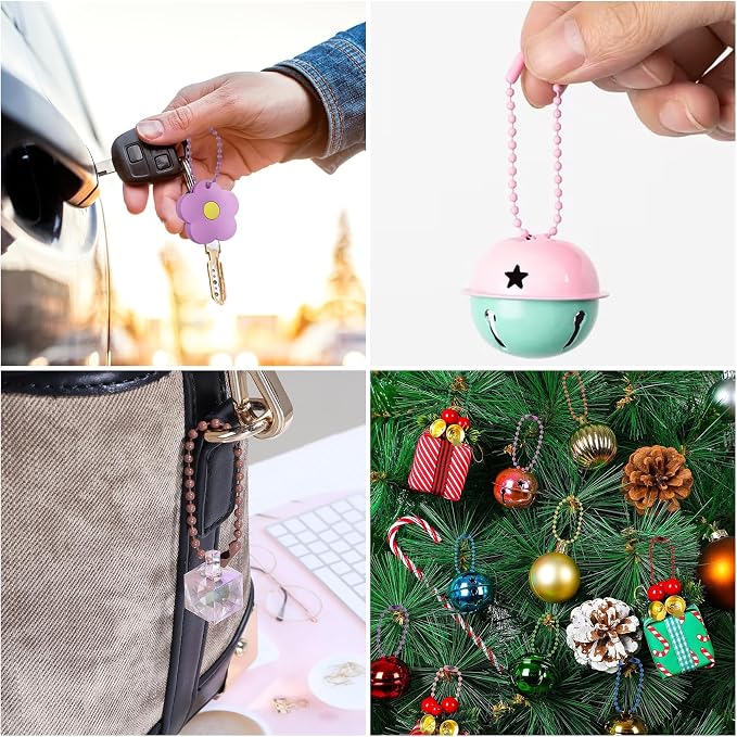 Lemonkey 100Pcs Ball Beads Chains Bulk, Coffee Keychains Rings Metal Chains - Image 5
