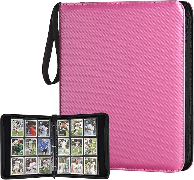 GERMUN 3 Ring 9 Pocket Zipper Card Binder, 720 Double Sided Standard PU Trading by GERMUN