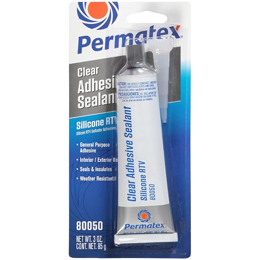 Permatex 80050 Clear RTV Silicone Adhesive Sealant, 3 oz by Permatex