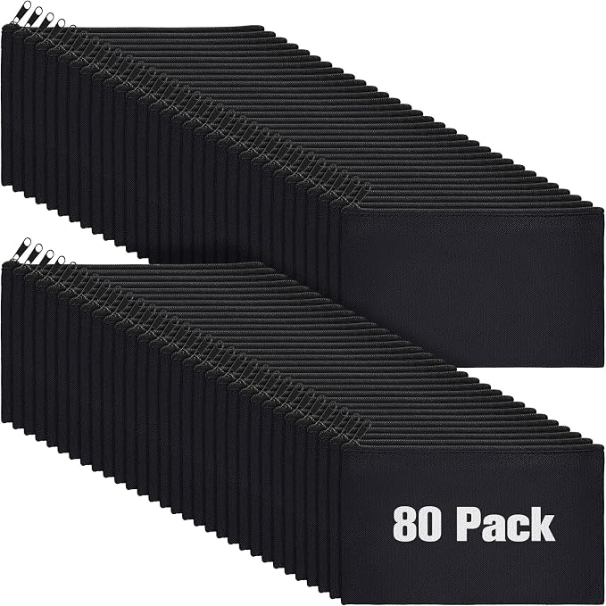 Reginary 80 Pack Canvas Zipper Makeup Bags Bulk Pencil Pouches Blank DIY Craft by Reginary