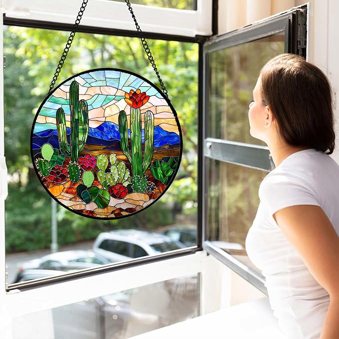 DASTOLL Stained Glass Window Hanging, and Mom 7.8 in - Image 2