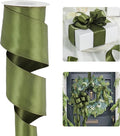HUIHUANG Moss Green Satin Wired Ribbon 2.5 inch Moss Wire Edge Ribbon by HUIHUANG