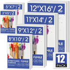 FUMILE Stretched Canvas for Painting, Blank Canvases for Painting Multi 12 Pack by FUMILE