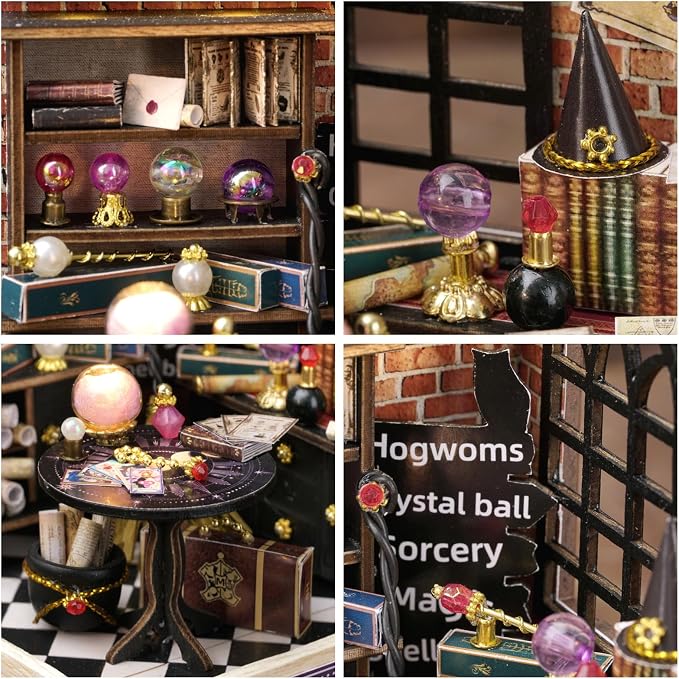 Miniature House Kit, CUTEROOM Tiny House Kit Wooden Dollhouse Kit Mini House - Image 5