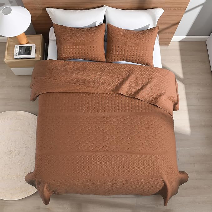 HORIMOTE HOME Burnt Orange Twin Size Quilt Set - Image 5