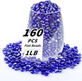 1 LB Blue Flat Glass Beads, 160-180PCS Small Glass Marbles, Mini Flat Round by Foncomy