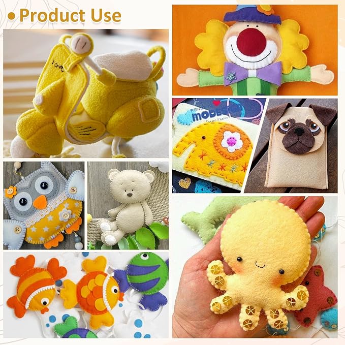 XSEINO 13 Rolls 8"x35" 1.4mm Thick Soft Felt Fabric Sheet 13 Assorted Yellow - Image 6