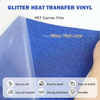 TUMIYA Blue Glitter Heat Transfer Vinyl HTV Roll - Image 3