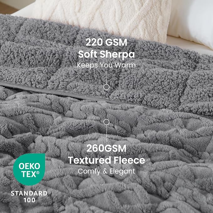 Drewin Weighted Blanket Twin Size 12lbs, Ultra-Cozy Warm Sherpa Weighted - Image 3