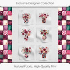 Cotton Satin Fabric Panel with Floral Patchwork Designs – 6 Printed Panels - Image 5