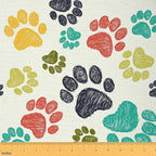 Feelyou Dog Paws Fabric by The Yard, Cute Pet Dogs Upholstery Fabric by Feelyou