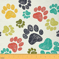 Feelyou Dog Paws Fabric by The Yard, Cute Pet Dogs Upholstery Fabric by Feelyou