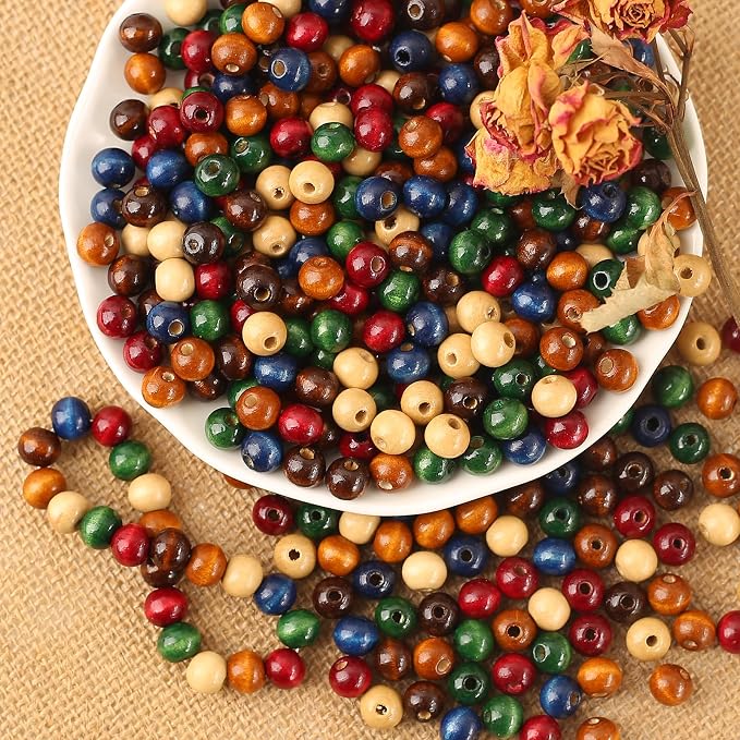 DAHI 500PCS Colorful Wooden Beads 10mm Assorted Macrame Wooden Loose Spacer - Image 5