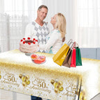 Happy 50th Anniversary Table Cloth, 50 Year Anniversary Decorations 3Pcs White - Image 6