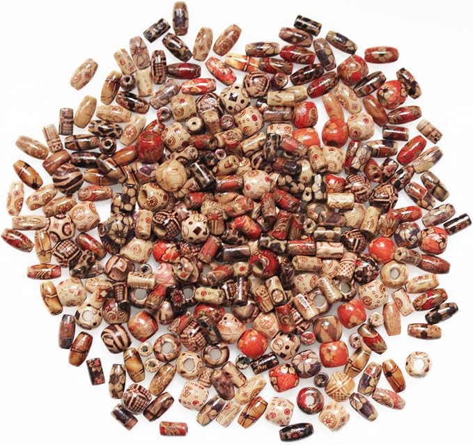 500pcs Mixed Painted Drum Wood Spacer Beads, BetterJonny Barrel Wood Beads by BetterJonny