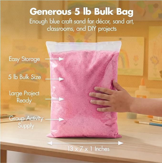 Podzly Decorative Bulk Craft Sand – 5 lb Pink Fine Grain Colored Sand - Image 3