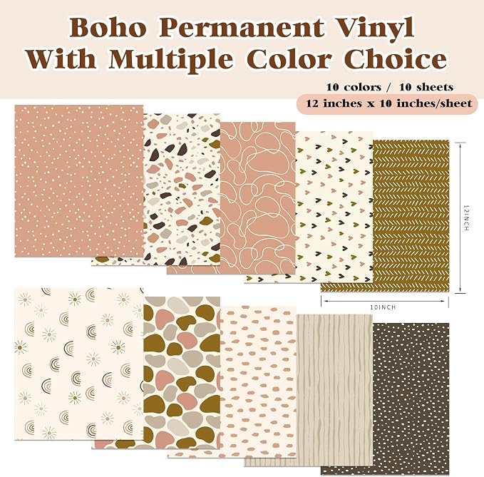 Tintnut Boho Geometry Permanent Vinyl 10 Sheets 12x10in Adhesive Vinyl | Line - Image 2