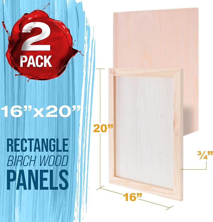 U.S. Art Supply 16" x 20" Unfinished Cradled Wood Panels - Image 2