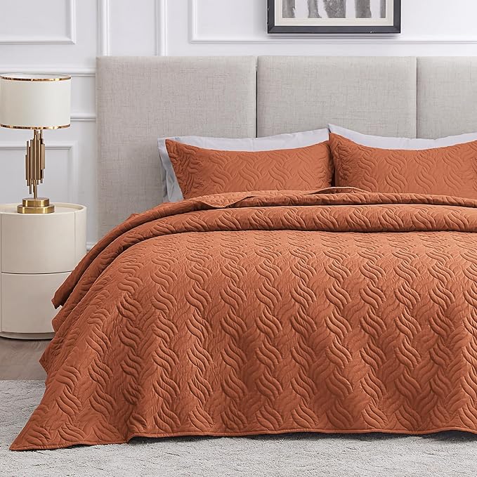 Love's cabin California King Size Quilt Bedding Set Umber Bedspread by Lovescabin
