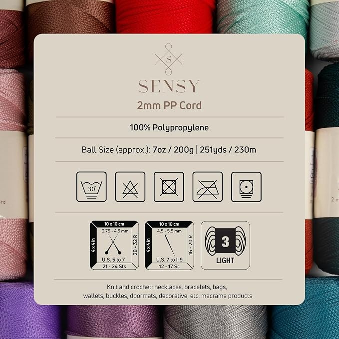 10 Skeins of Sensy Premium 2mm 251 Yards Polyester Rope 100% Polypropylene Cord - Image 4