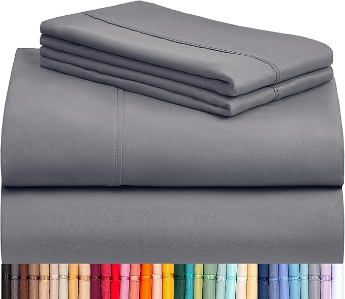 LuxClub 4 PC Full Sheet Set, Deep Pockets Wrinkle Free Cooling Bed Sheets Hotel by LuxClub