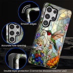 for Samsung Galaxy S25 Ultra Case, Hummingbird Wildflower Stained Glass Pattern - Image 5