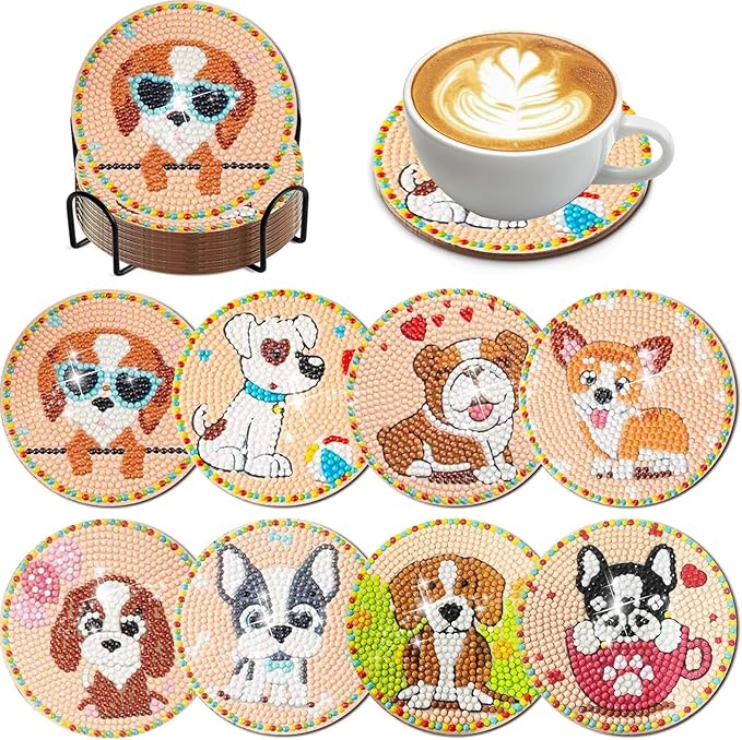 EWJRNSF 8 PCS Diamond Art Coasters Kit, Small Diamond Painting Coasters by EWJRNSFDiamondPainting