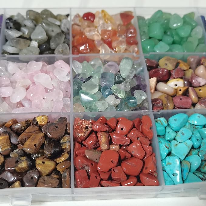 1500Pcs Natural Chip Stone Beads 5-8mm Crystal Bracelet Jewelry Making Kit | - Image 4