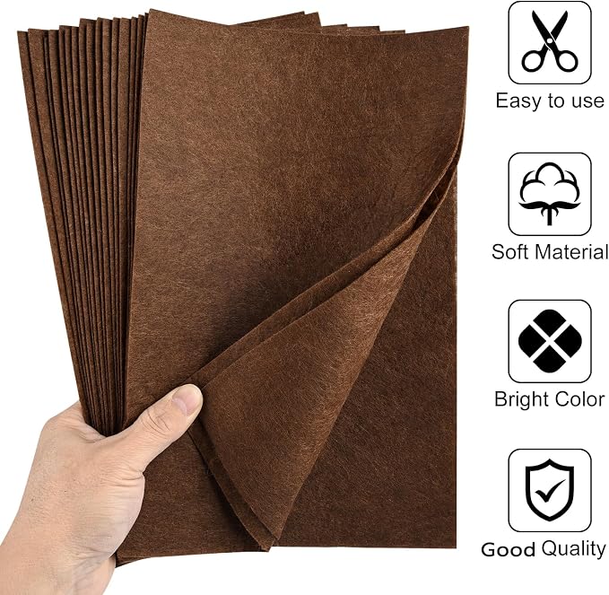 20 Pcs Brown Felt Fabric Sheet 8" x 12" Assorted Color Felt Fabric Sheets - Image 3