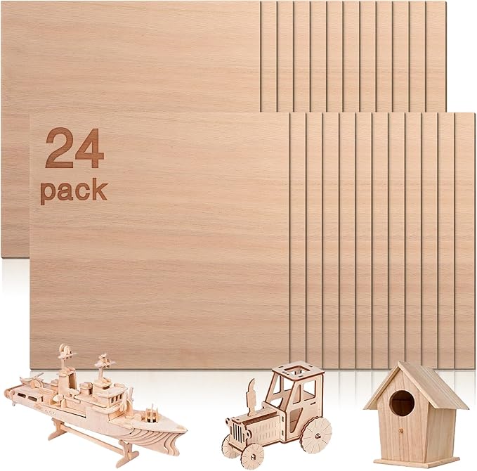 24 Pcs Mahogany Plywood Sheets, School DIY Projects, CNC Cutting, and Wood by Vemkyrio