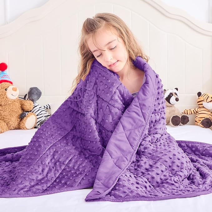 Purple Weighted Blanket Kids 10lbs, Twin Size Breathable Cooling Minky Heavy - Image 2