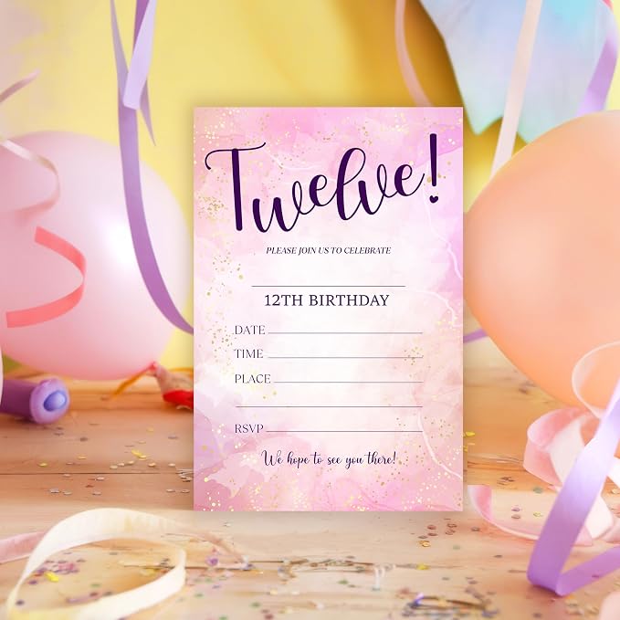 Pink Lover Birthday Invitations, 25 Double-Sided Invitation Cards - Image 6
