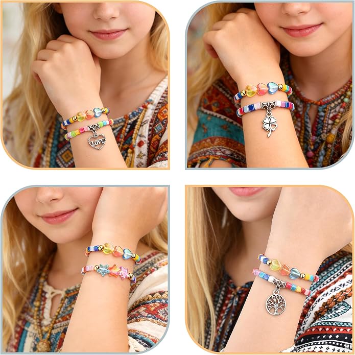 Friendship Bracelets for Girls, 10-Piece Cute Preppy Beaded Bracelet Set for - Image 5