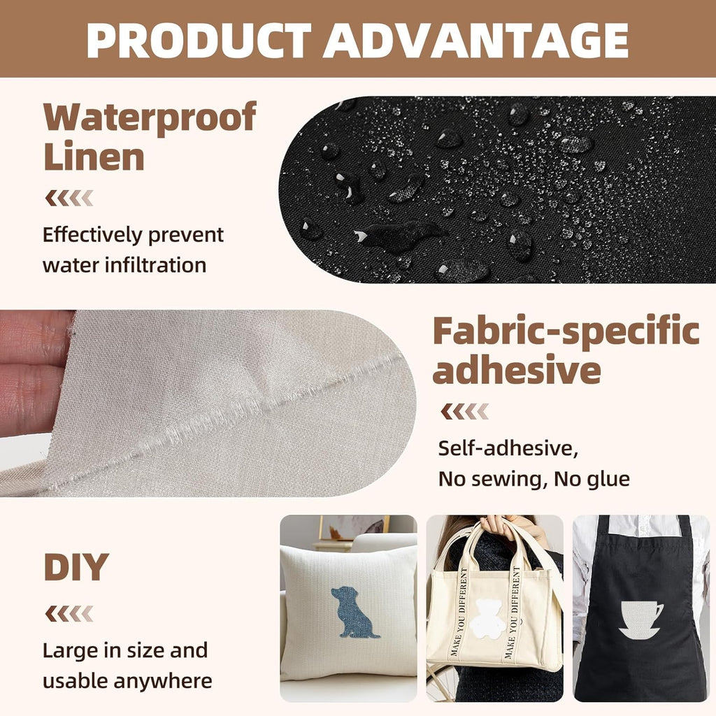 Fabric Repair Patch, 17X79 Inch Fabric Large Repair Tape, Self-Adhesive Patches for Furniture, Sofa, Car Interior, Shoes, Hand Bag, Clothing (White, 17X79 Inch)