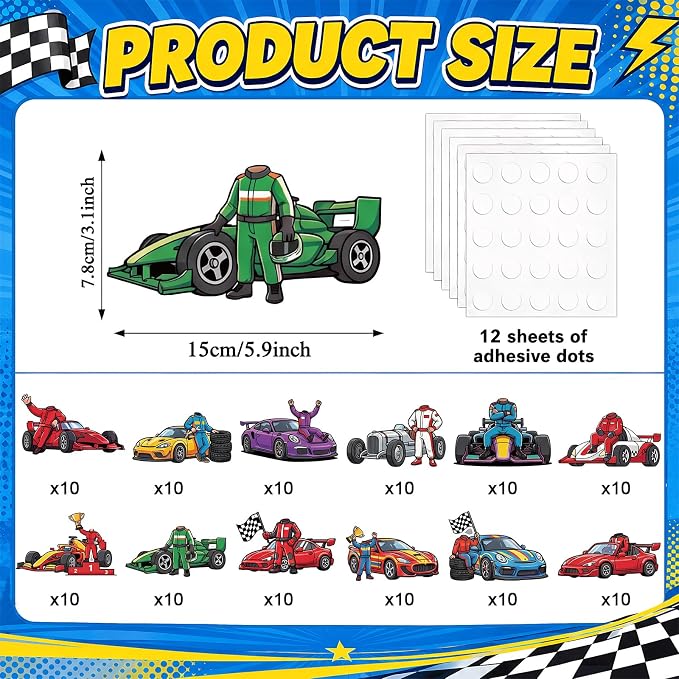 120pcs Race Car Cutouts Racing Theme Bulletin Board Decoration Back to School - Image 2