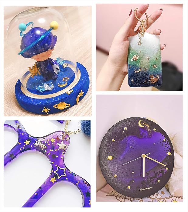 PENTA ANGEL Cosmos Themed Resin Fillers Charms Beads 42Pcs Gold Alloy Star Moon - Image 5